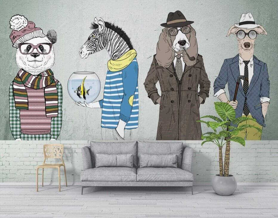 Animais com roupas elegantes — interior 1