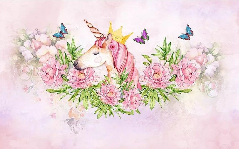 Unicórnio entre rosas — design completo