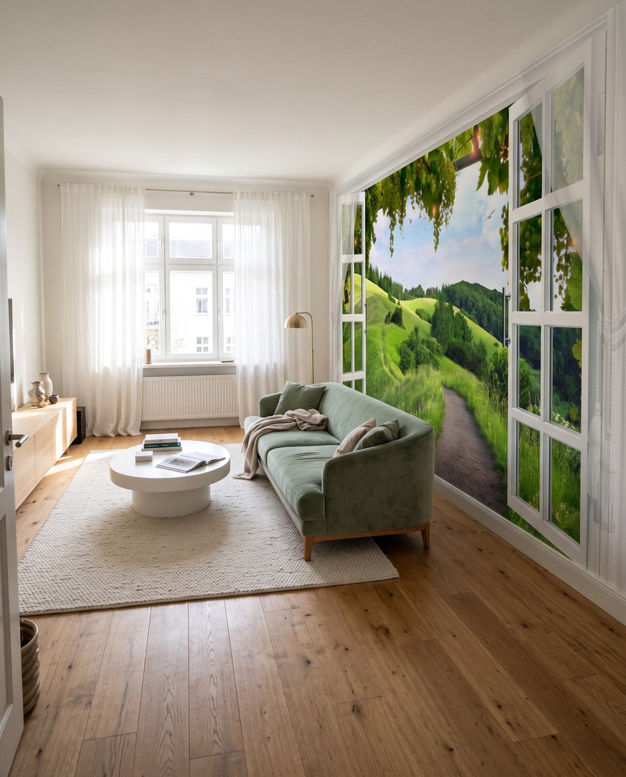 Janela para colinas verdes — interior 2