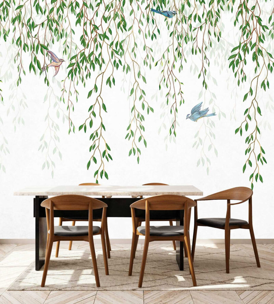Aves entre ramos pendentes — interior 2