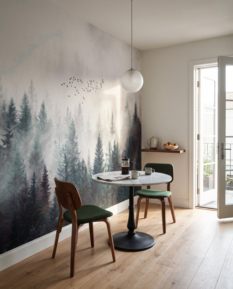 Pássaros sobre pinheiros verdes — interior 7