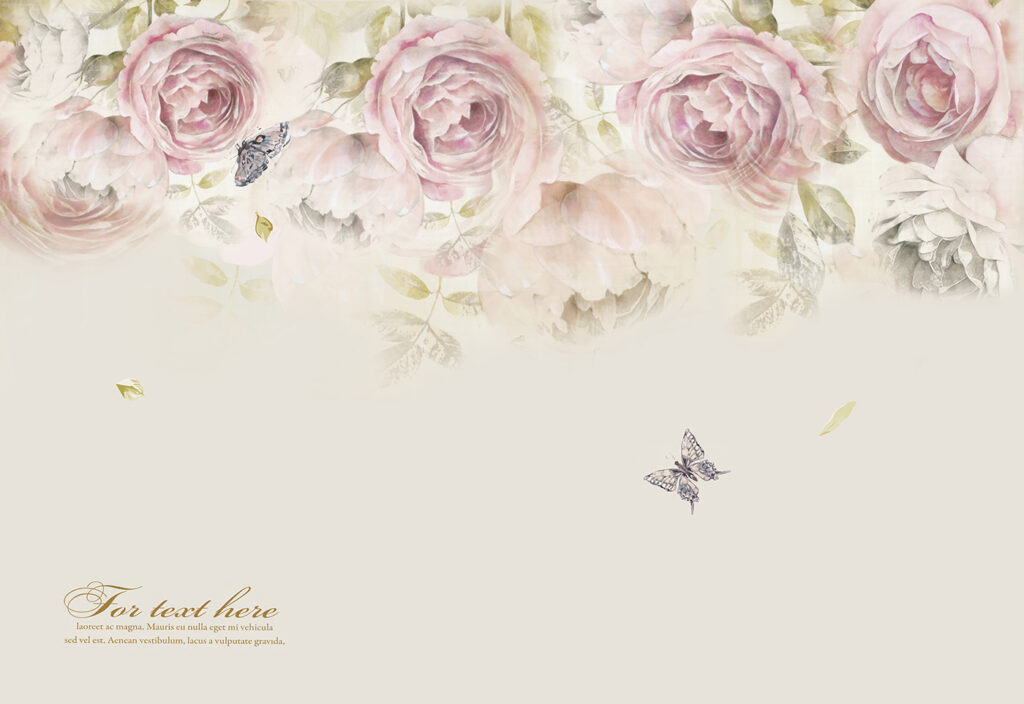 Rosas sobre uma borboleta — design completo