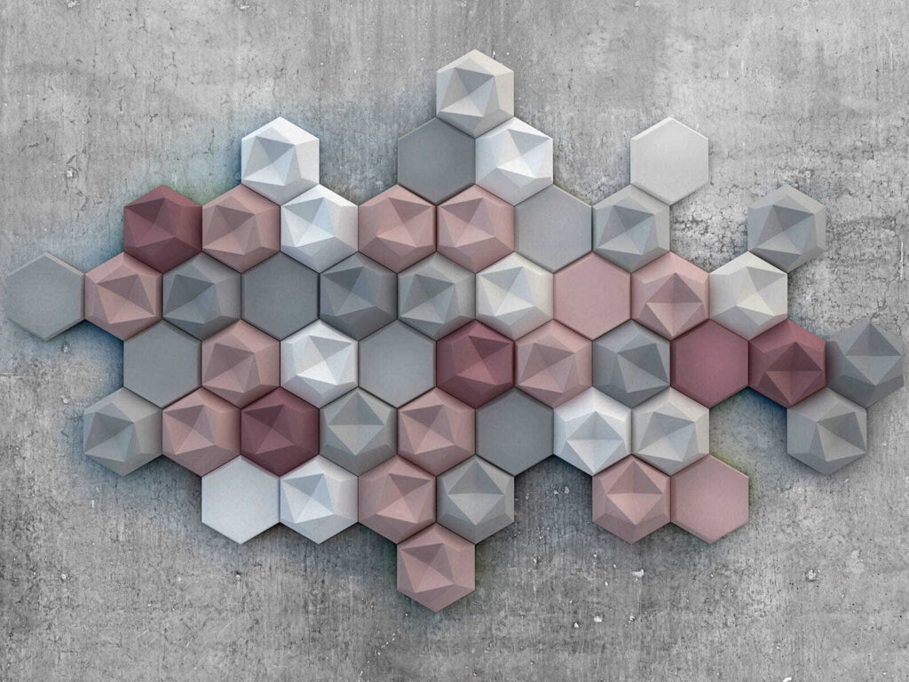 Blocos hexagonais em cinzento — design completo