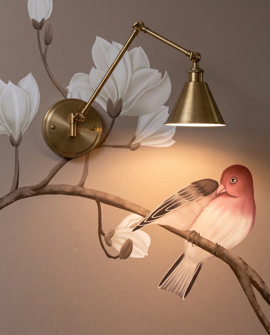 Aves em ramos curvos — detalhe