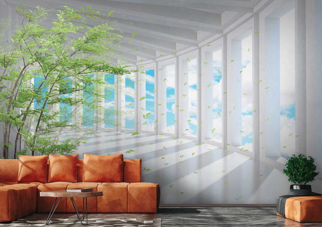 Bambu em corredor claro — interior 8