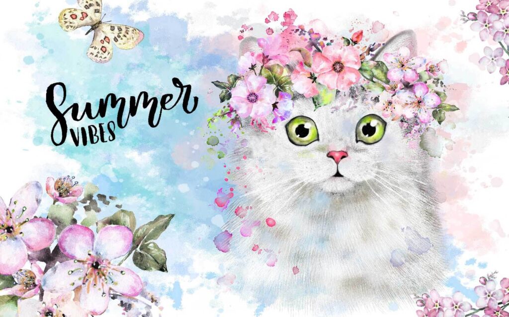 Gato com grinalda — design completo