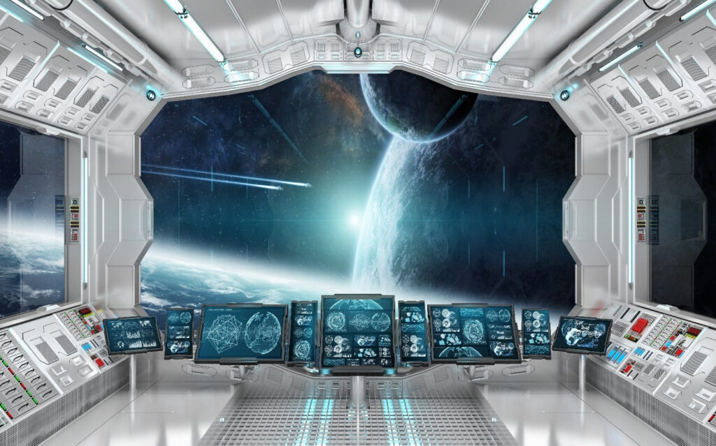 Vista da nave espacial — design completo