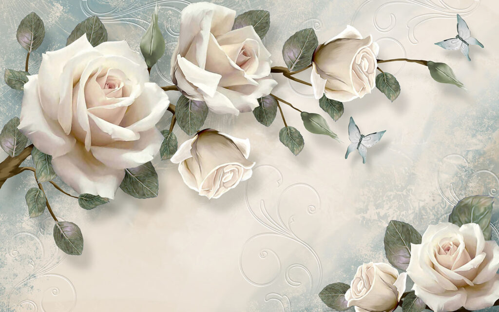 Rosas entre aberturas claras — design completo
