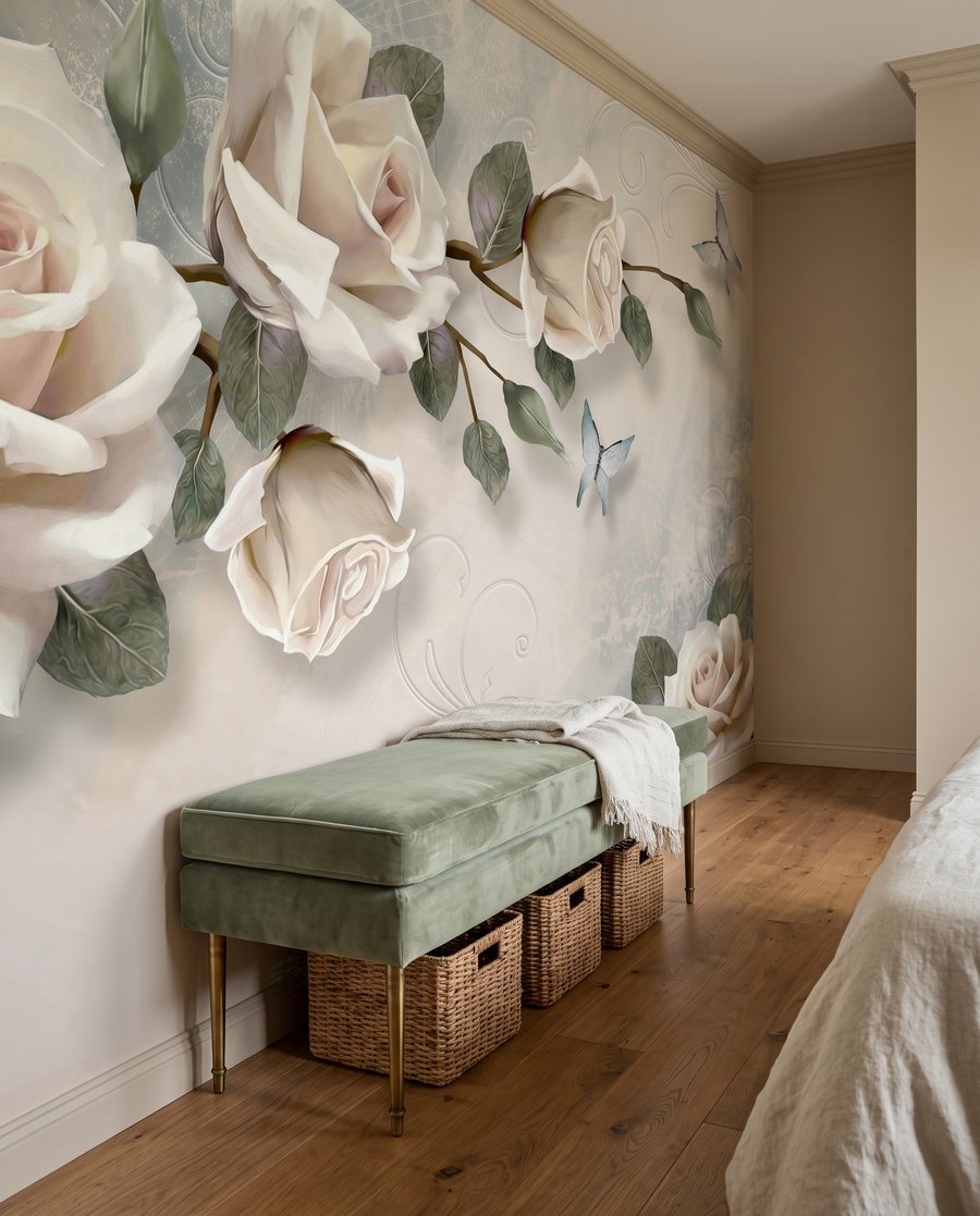 Rosas entre aberturas claras — interior 2