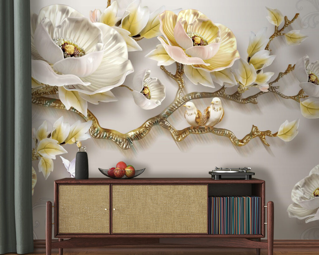 Flores creme, ramo dourado — interior 2