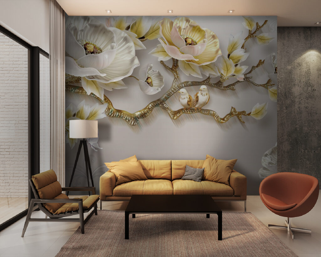 Flores creme, ramo dourado — interior 1