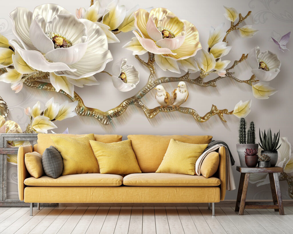 Flores creme, ramo dourado — interior 3