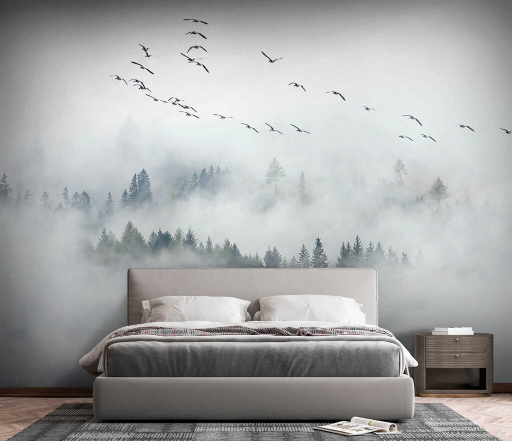 Bosque entre nuvens brancas — interior 2