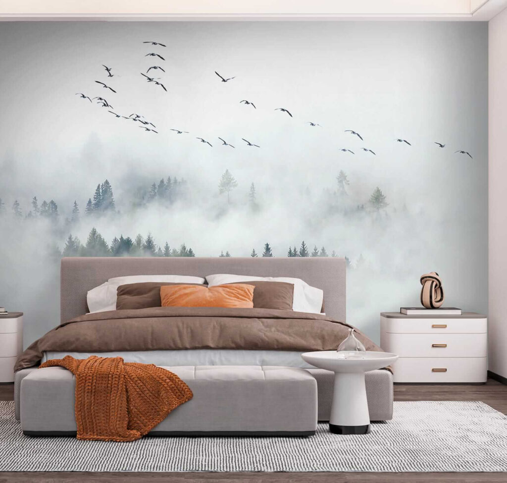 Bosque entre nuvens brancas — interior 3