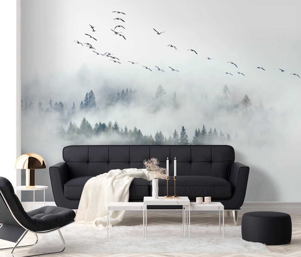 Bosque entre nuvens brancas — interior 5