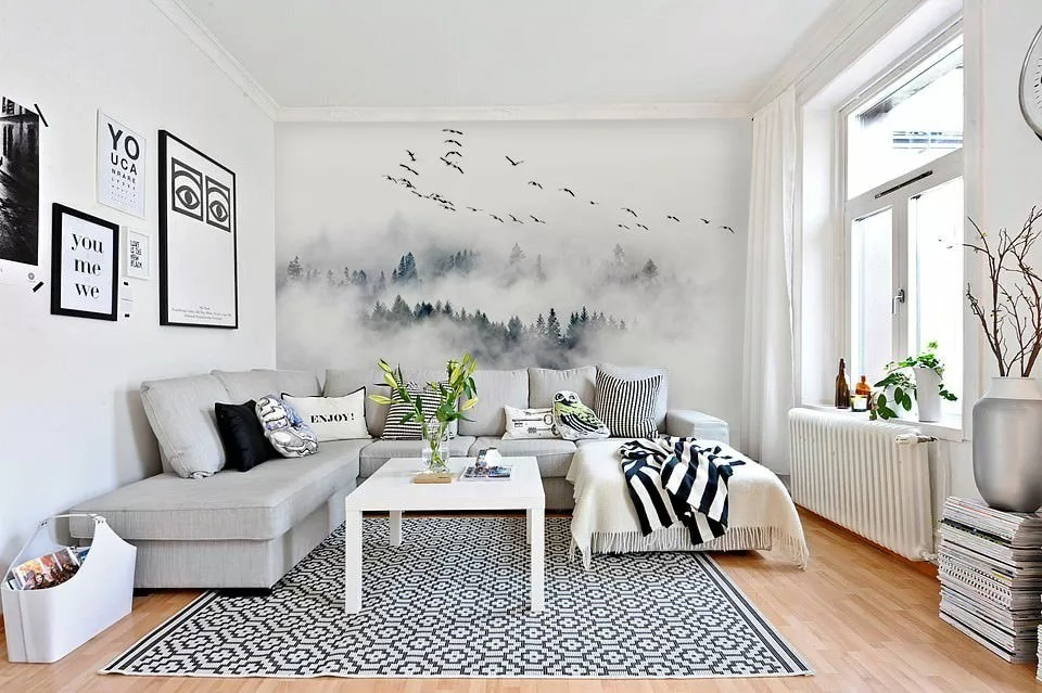 Bosque entre nuvens brancas — interior 1