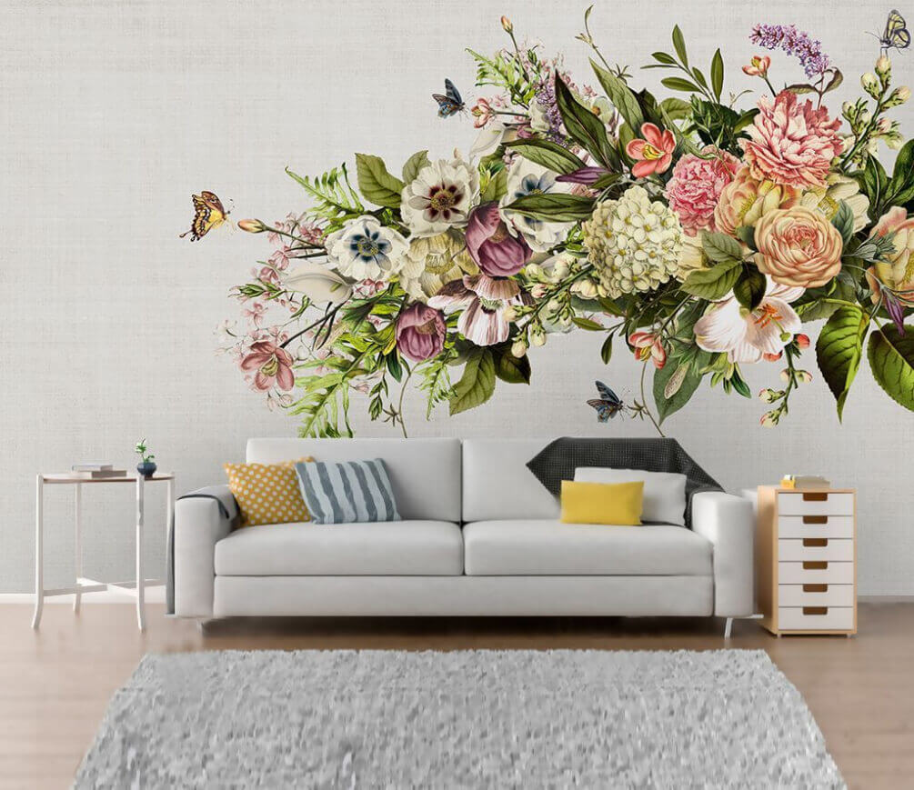 Borboletas num ramo floral — interior 1