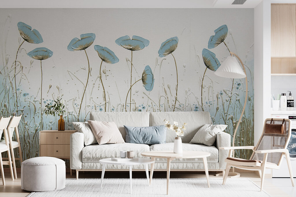 Flores azuis sobre erva — interior 8
