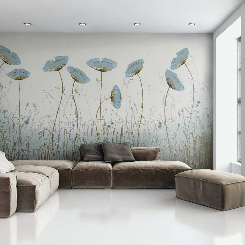 Flores azuis sobre erva — interior 4