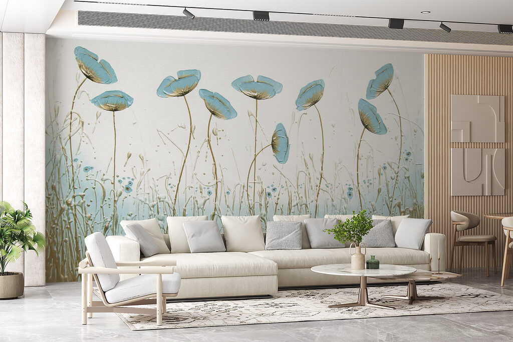 Flores azuis sobre erva — interior 9