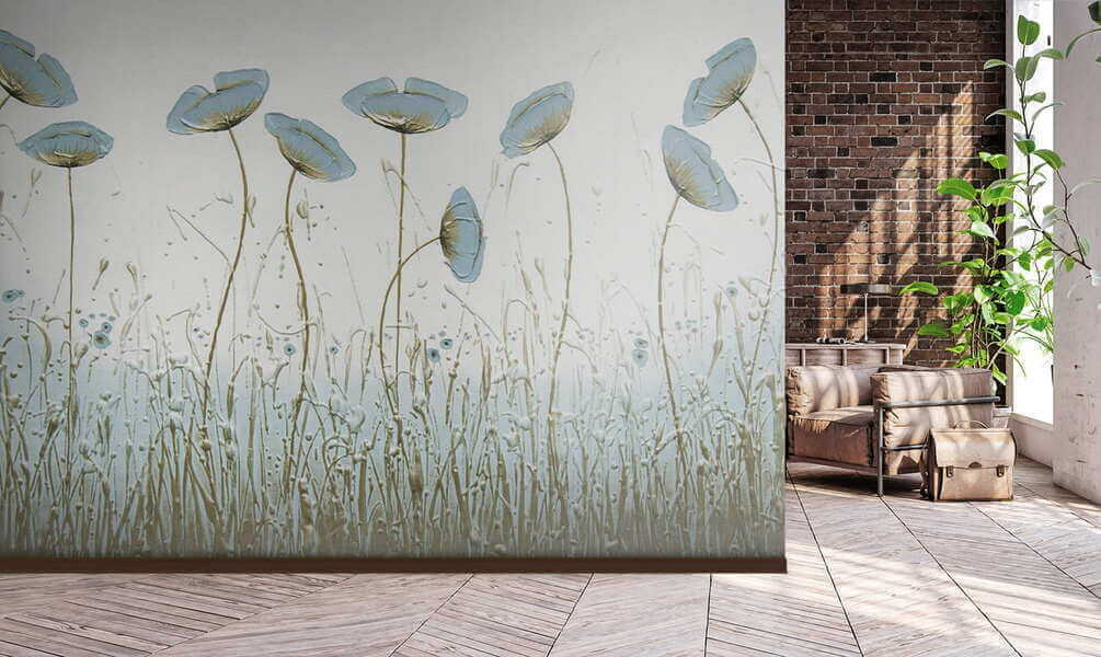 Flores azuis sobre erva — interior 5