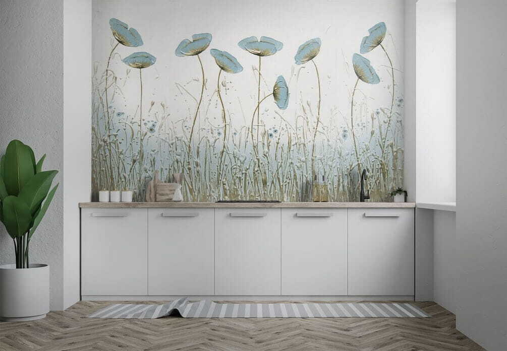 Flores azuis sobre erva — interior 6