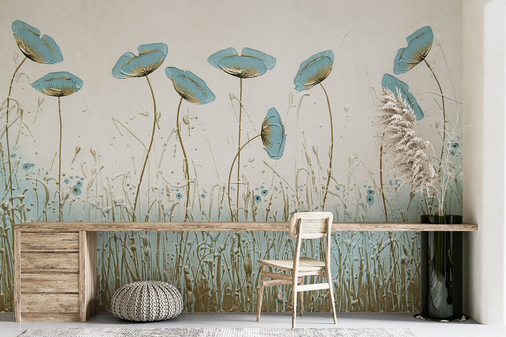 Flores azuis sobre erva — interior 11