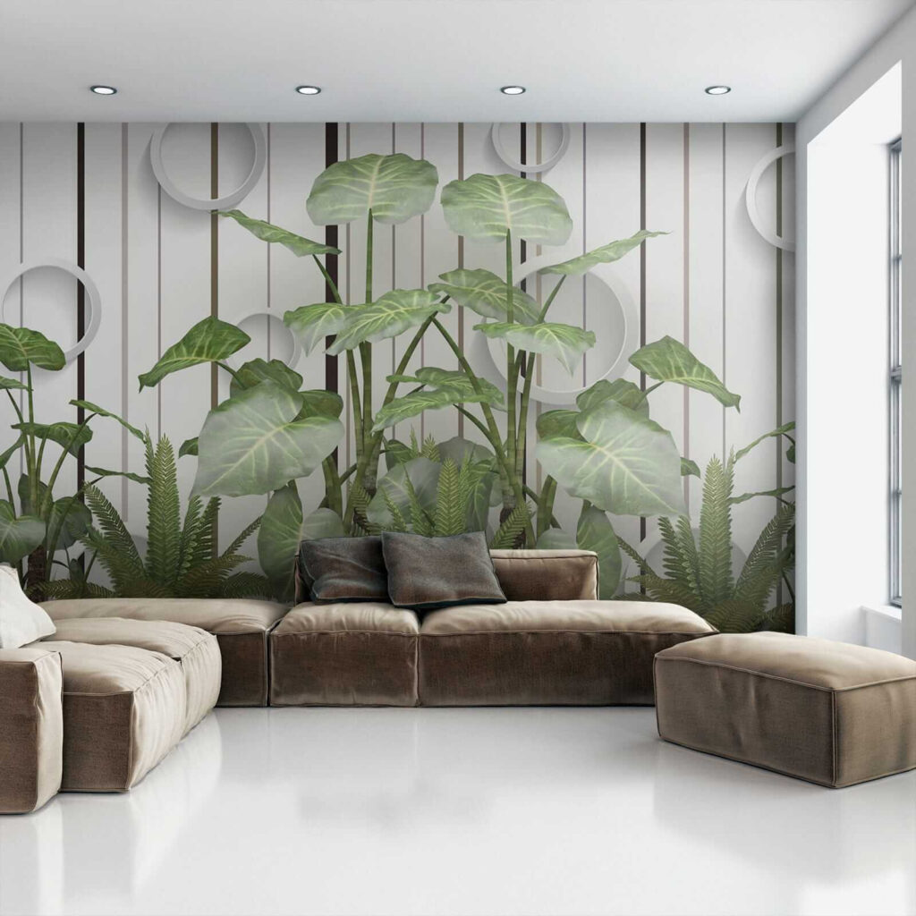 Folhas sobre círculos brancos — interior 4
