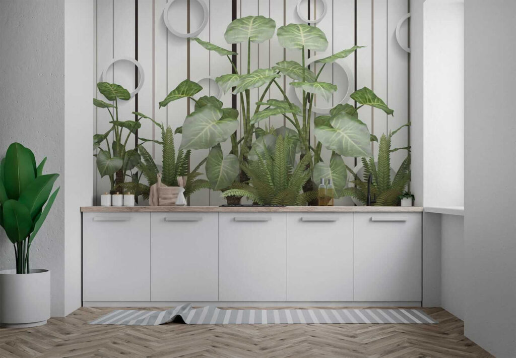 Folhas sobre círculos brancos — interior 5