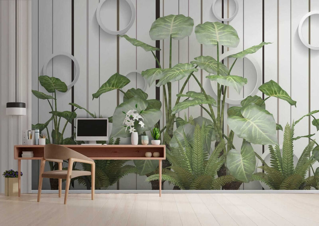Folhas sobre círculos brancos — interior 9