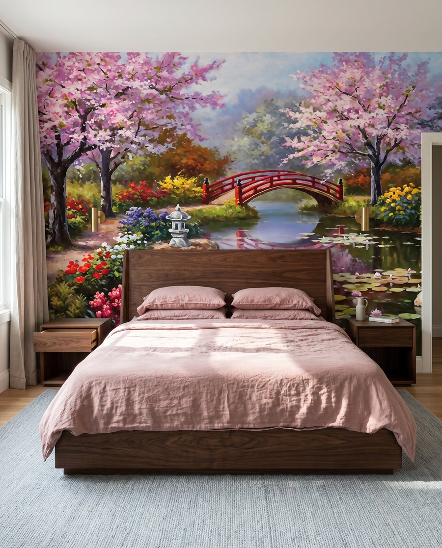 Ponte vermelha entre flores — interior 2