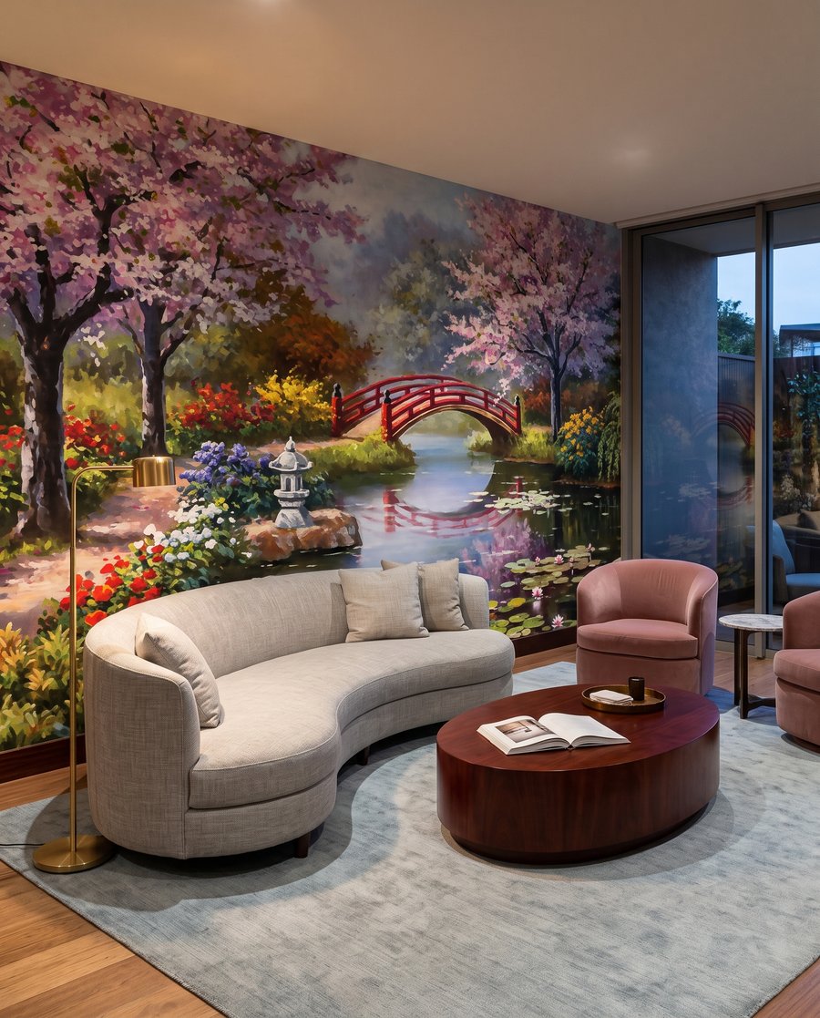 Ponte vermelha entre flores — interior 5