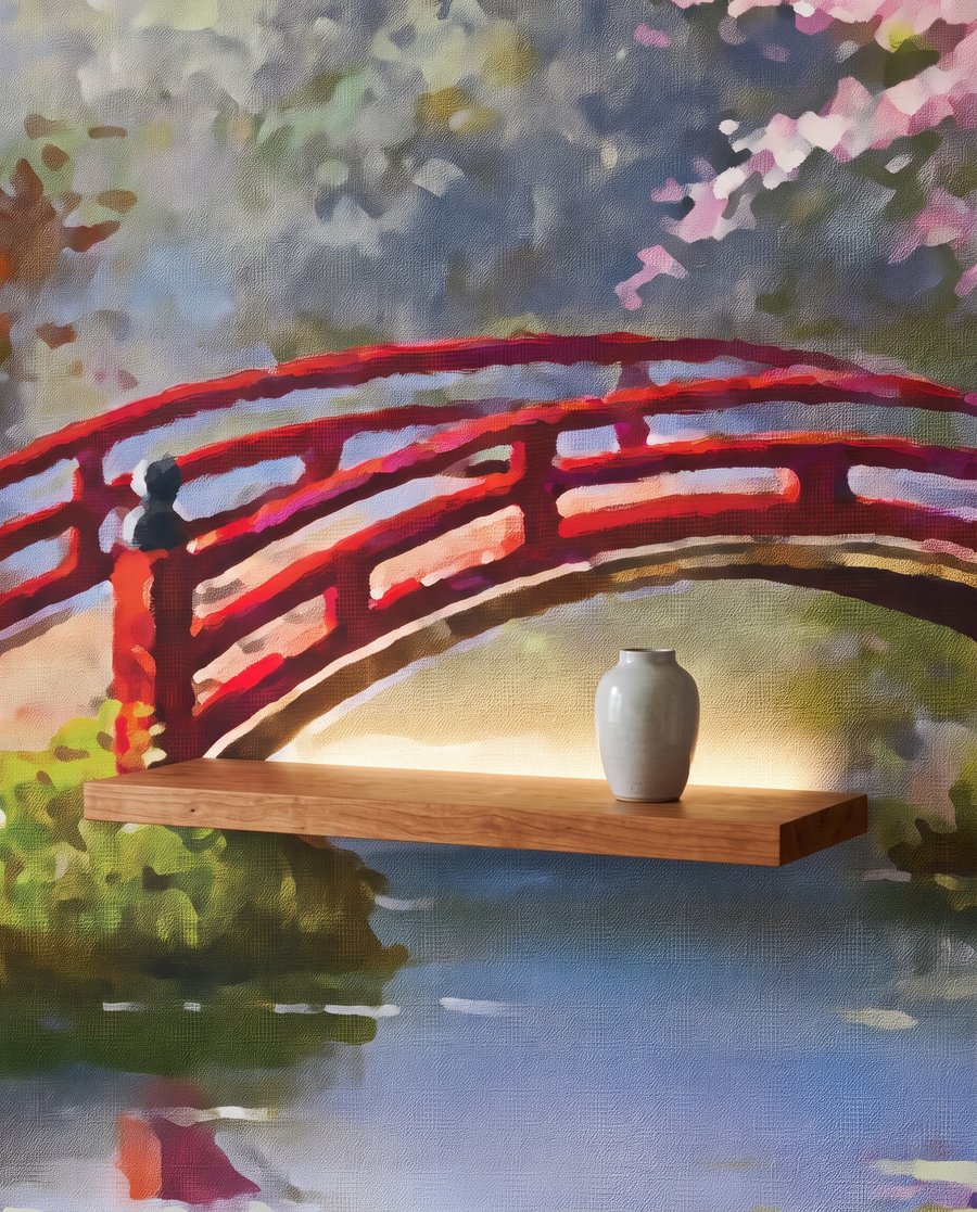 Ponte vermelha entre flores — detalhe