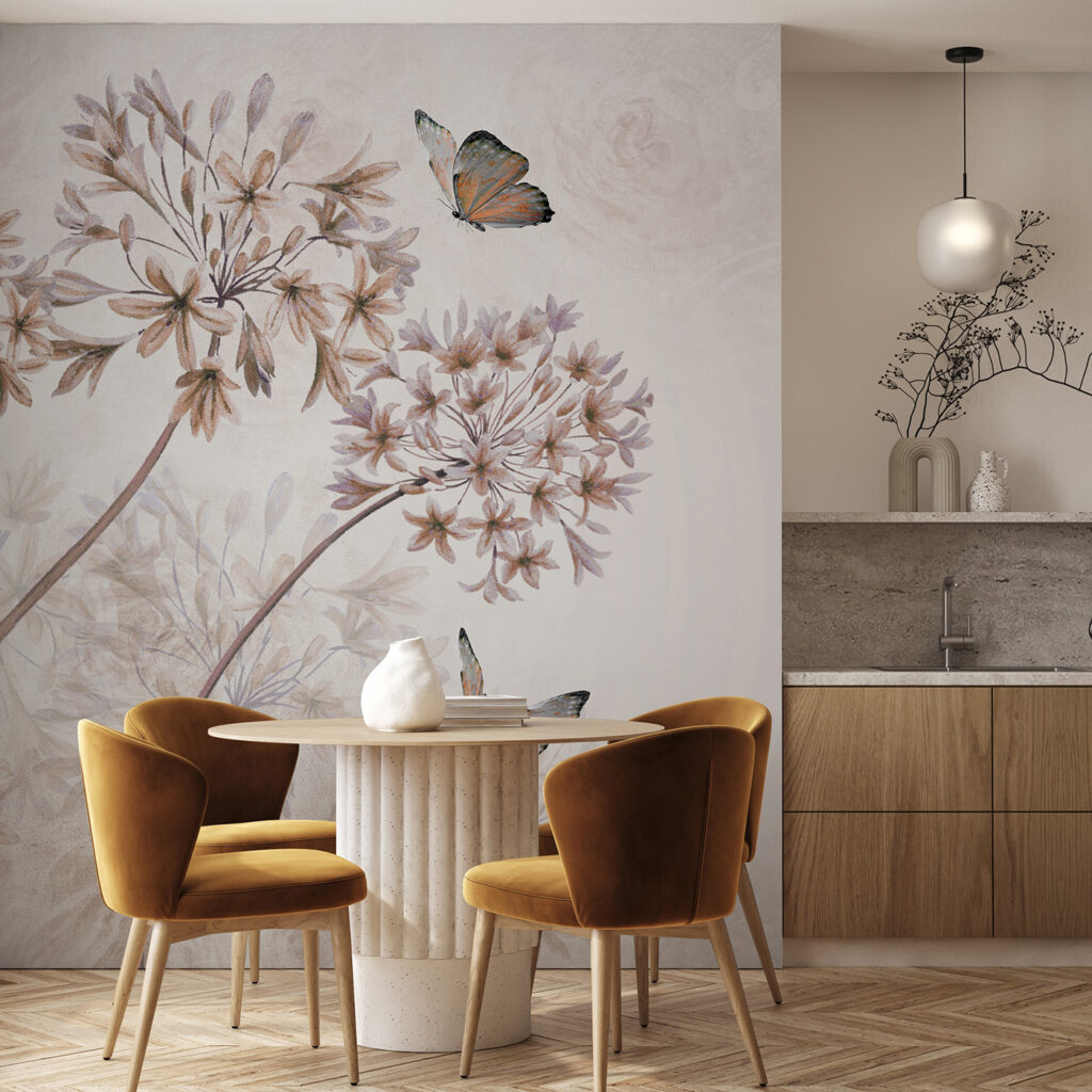 Borboletas sobre flores azuis — interior 1