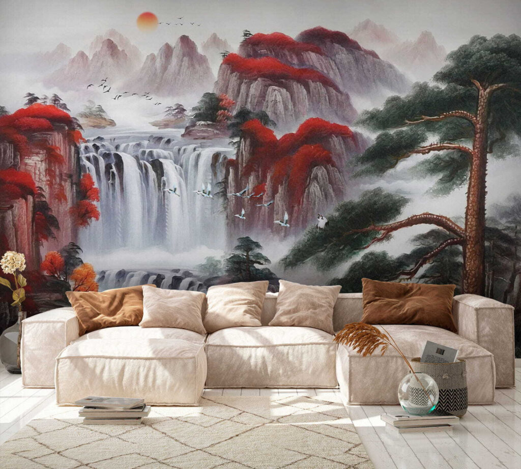 Cascata entre rochedos vermelhos — interior 5