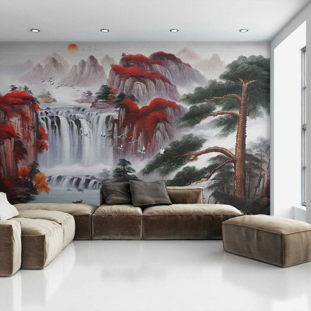 Cascata entre rochedos vermelhos — interior 6
