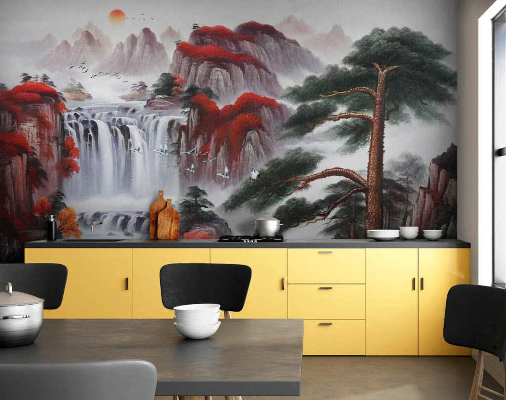 Cascata entre rochedos vermelhos — interior 7