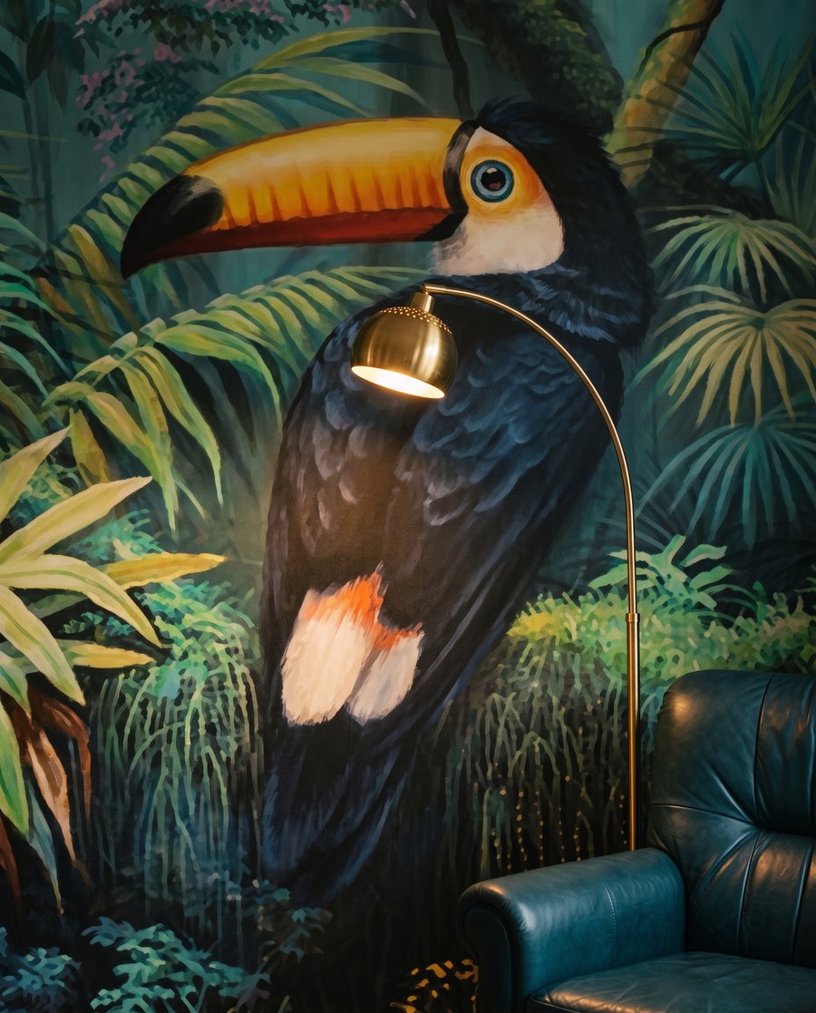Tucanos junto à água — detalhe