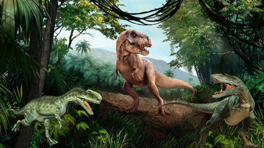 Dinossauros na floresta — design completo