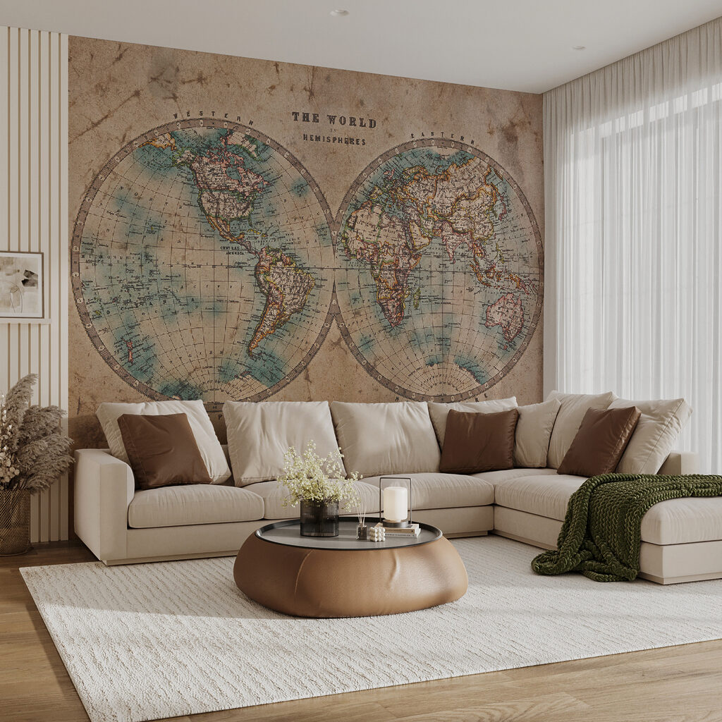 Mapas redondos em bege — interior 2