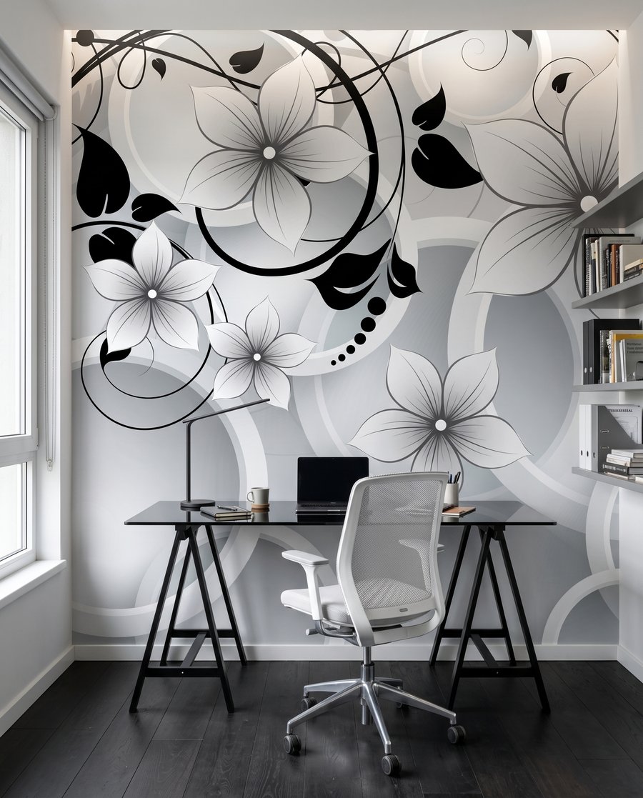 Flores entre anéis brancos — interior 5
