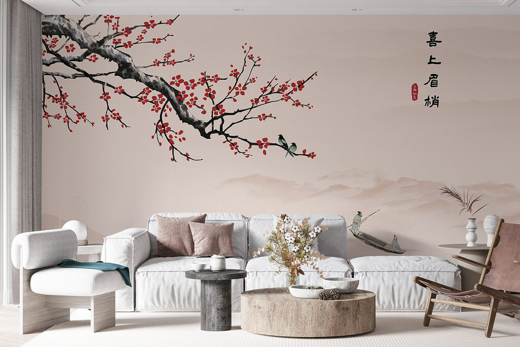 Ramo vermelho em flor — interior 3