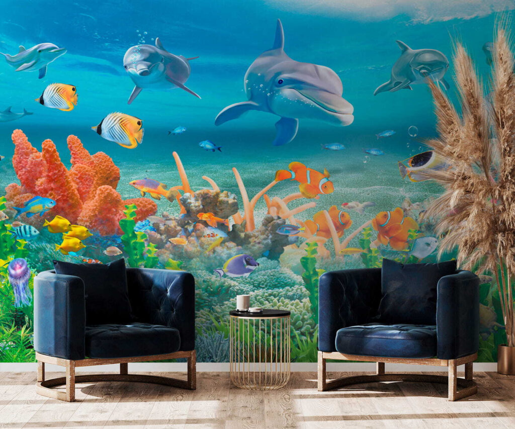 Golfinhos sobre coral — interior 2