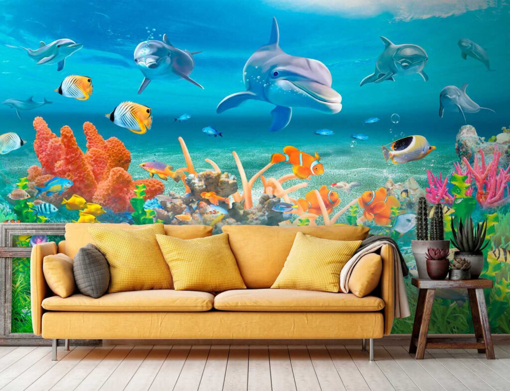 Golfinhos sobre coral — interior 3