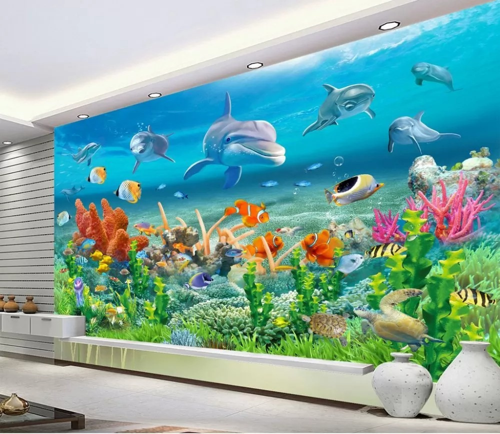 Golfinhos sobre coral — interior 1