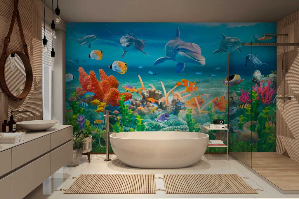 Golfinhos sobre coral — interior 4