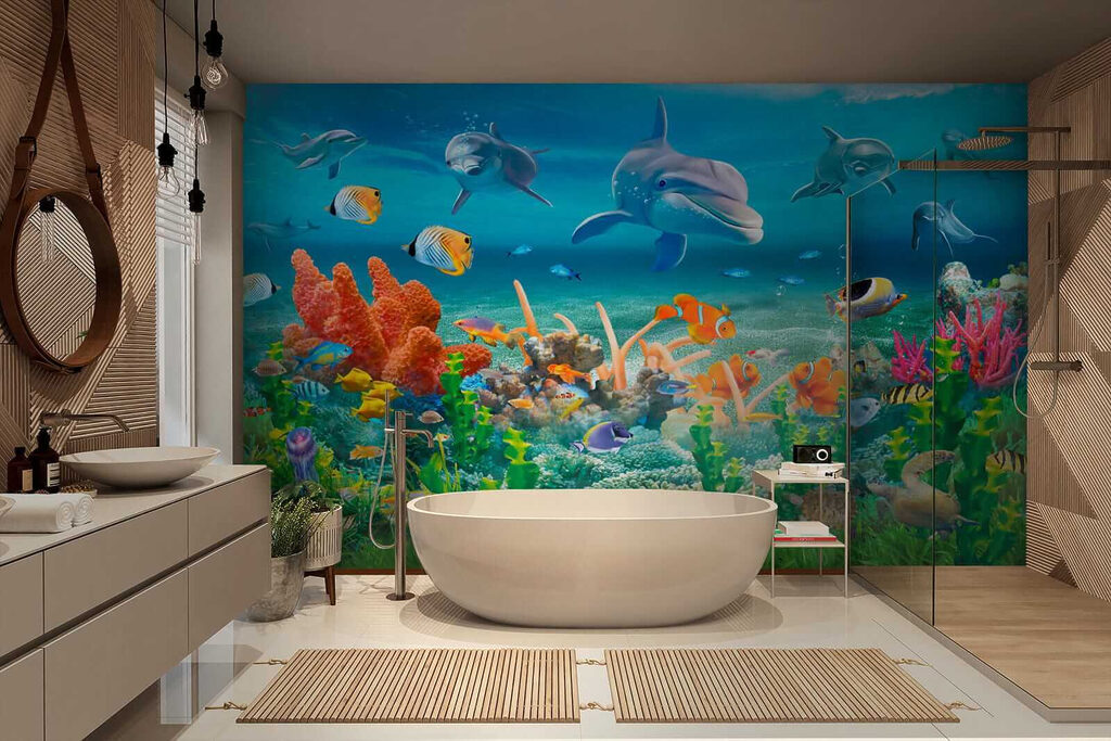 Golfinhos sobre coral — interior 6