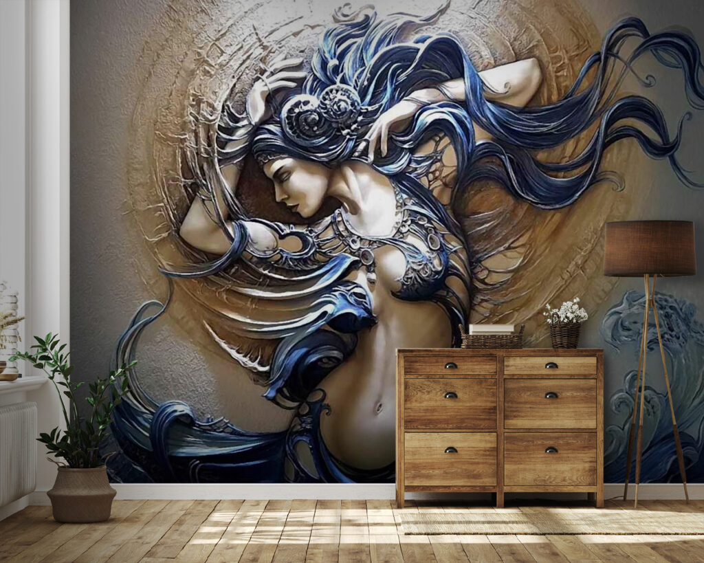 Mulher com caracóis ondulados — interior 1
