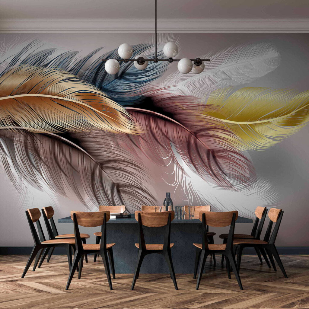 Penas coloridas em rosa — interior 5