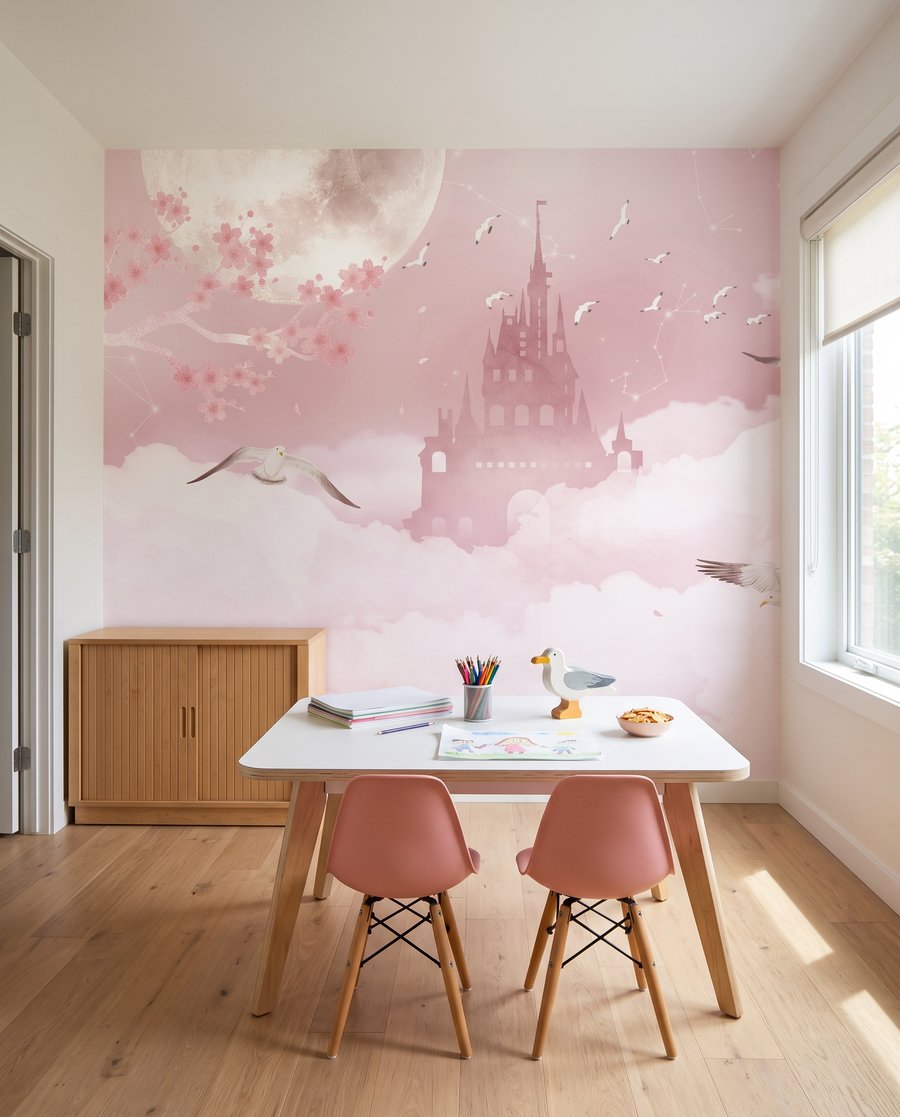 Castelo cor-de-rosa entre nuvens — interior 3
